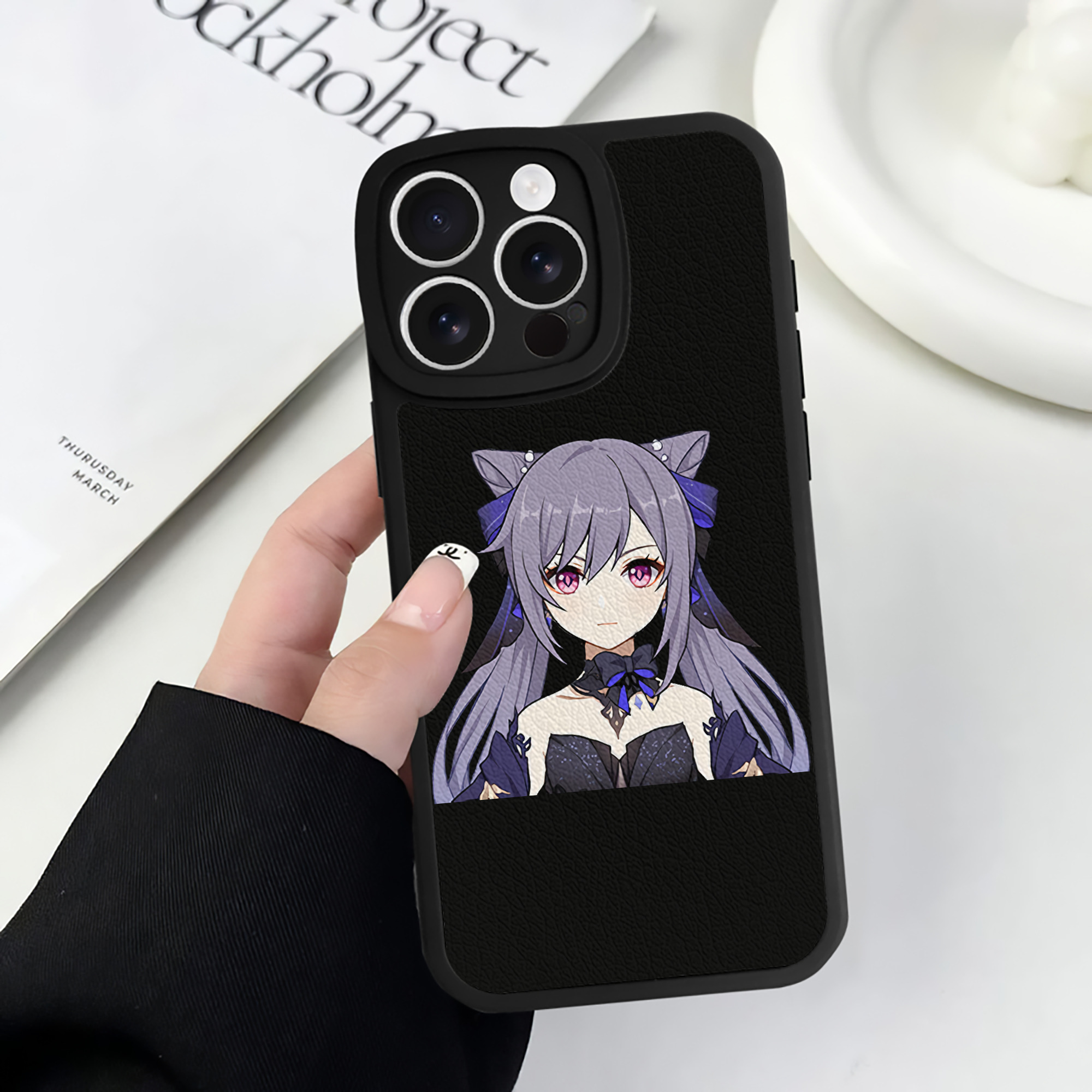 げんし神 刻晴 こくせい genshin Kokusei 【iPhone 16シリーズ対応】シリコンスマホケース（レザー調） 材質：シリコン